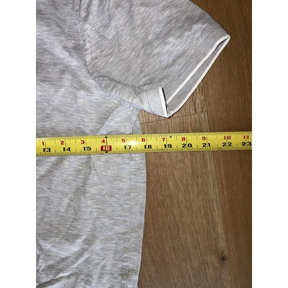 Polo Ralph Lauren Polo Shirt Gray Solid Medium Pony Custom Fit Contrasting Trim